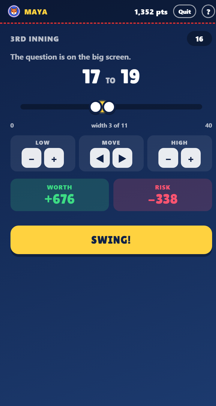 The range slider on a phone, set to 17 to 19